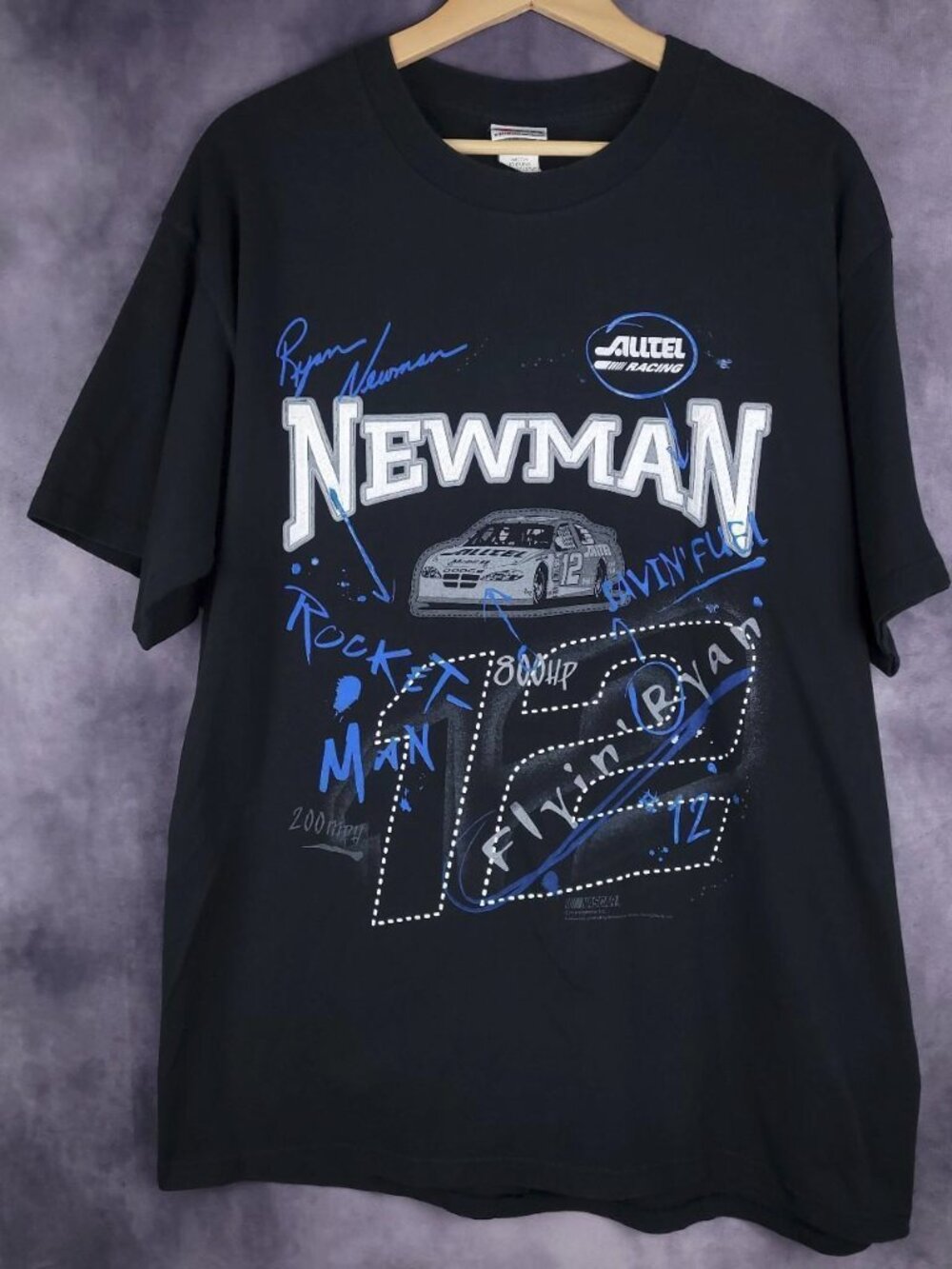 Vintage 00s Y2K Chase Authentics Ryan Newman Nascar Racing faded black shirt